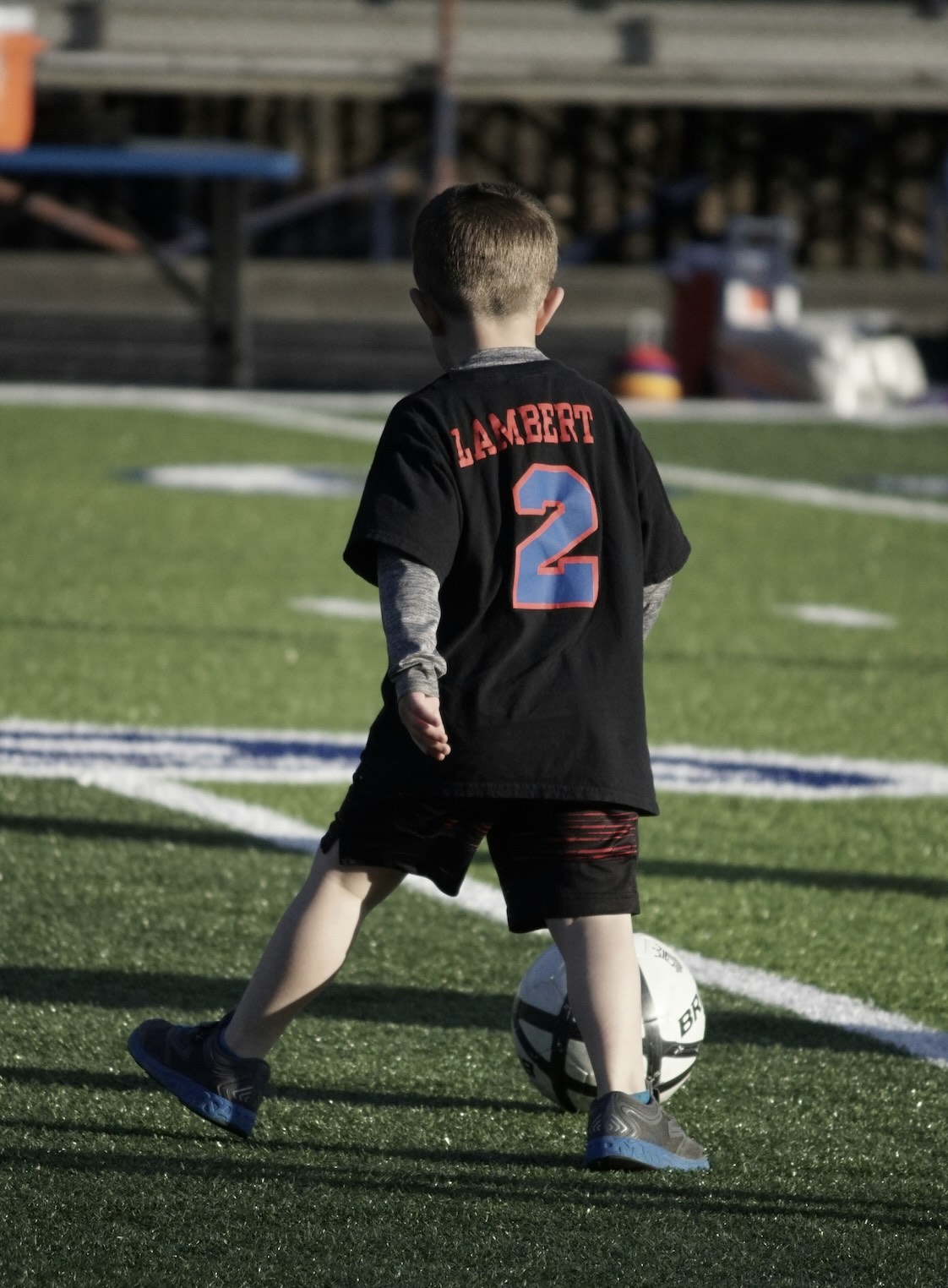 9-year-old All City Soccer player in Mets jersey