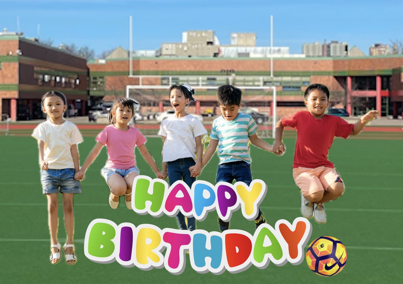 Special Event: Birthday party. Kids jumping for joy.