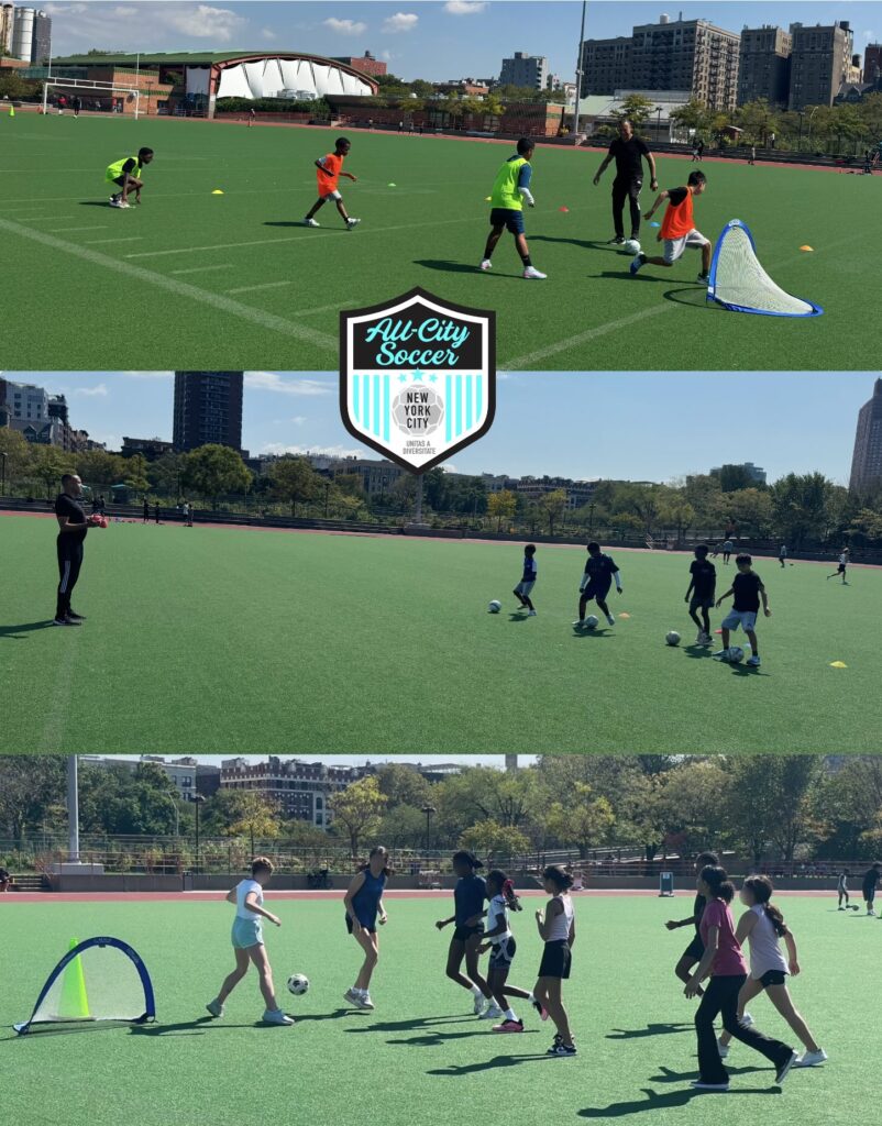 All City Soccer, New York City, boys and girls training with coach Terry