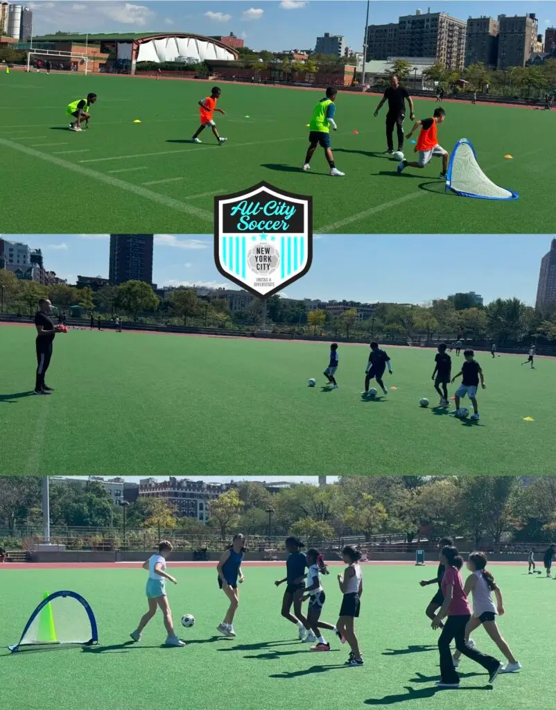 All City Soccer, New York City, boys and girls training with coach Terry