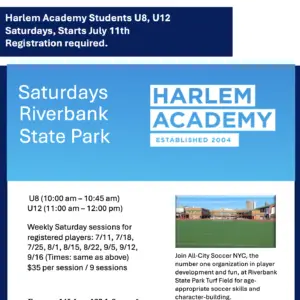 Harlem Academy Summer Soccer at Riverbank State Park